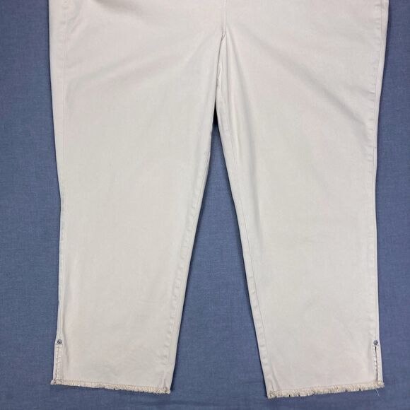 NYDJ Pants Womens Sz 20W Tan Khaki Marilyn Straight Leg Stretch Frayed Hem Ankle - Picture 6 of 16